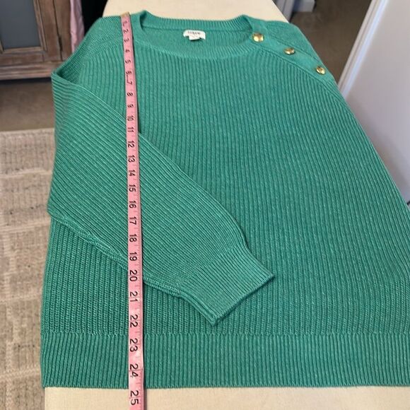 J. Crew Women’s Button Raglan Cotton Blend Crewneck Sweater Kelly Green Size XL - Picture 7 of 12